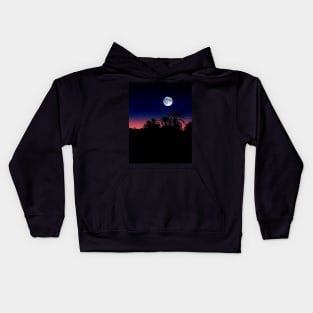 the moon, palm forest Kids Hoodie